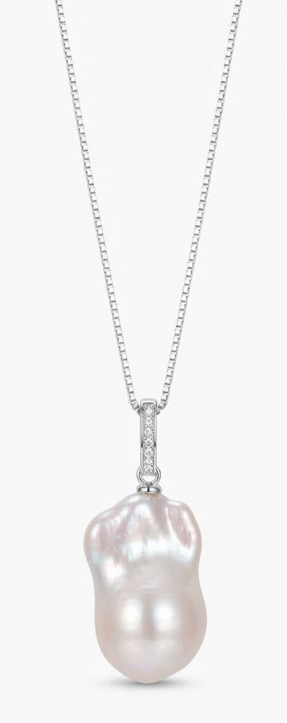 White with Sterling silver baroque necklace