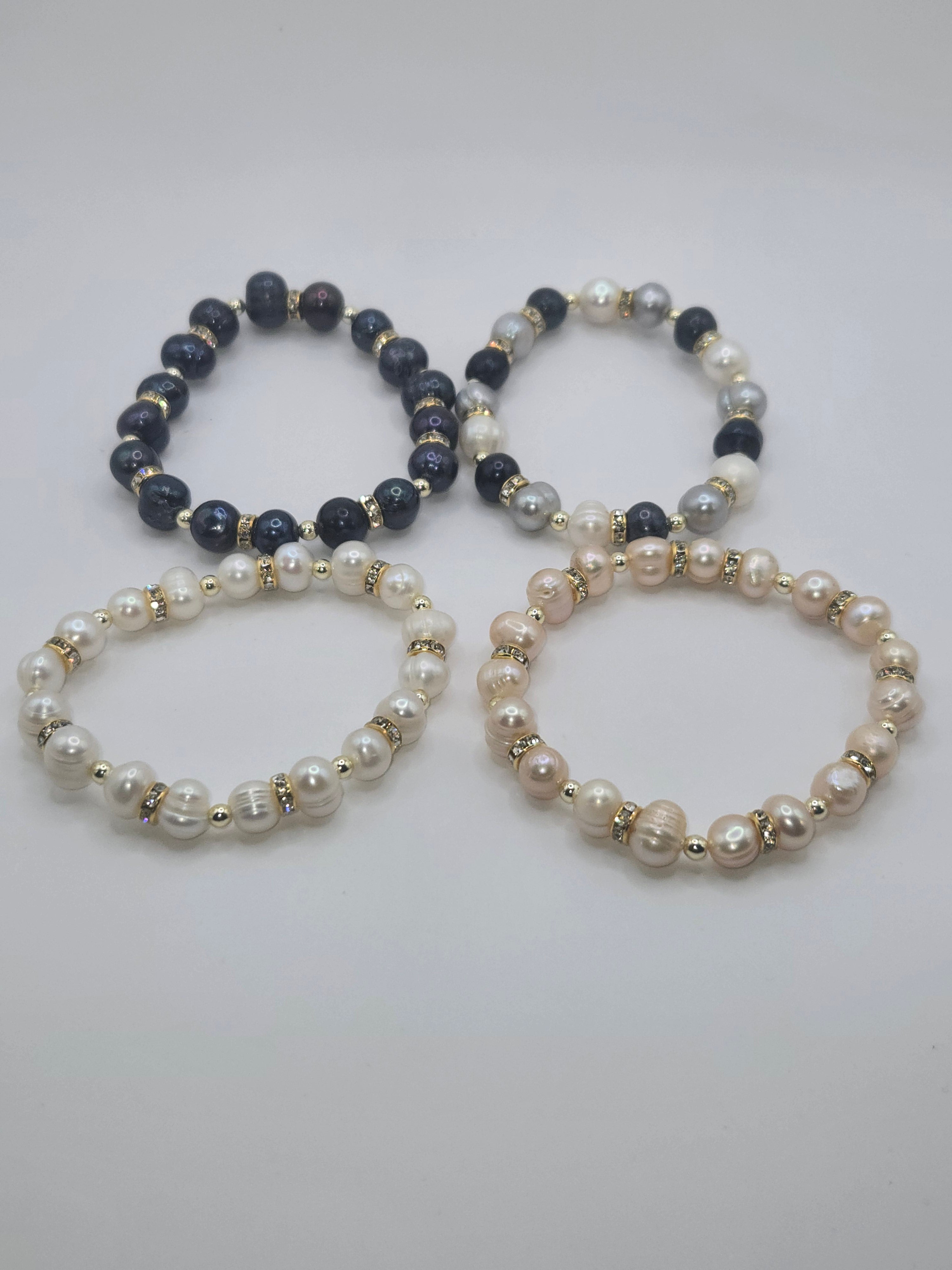 Baroque & Cubic Zirconia Stretch Bracelet