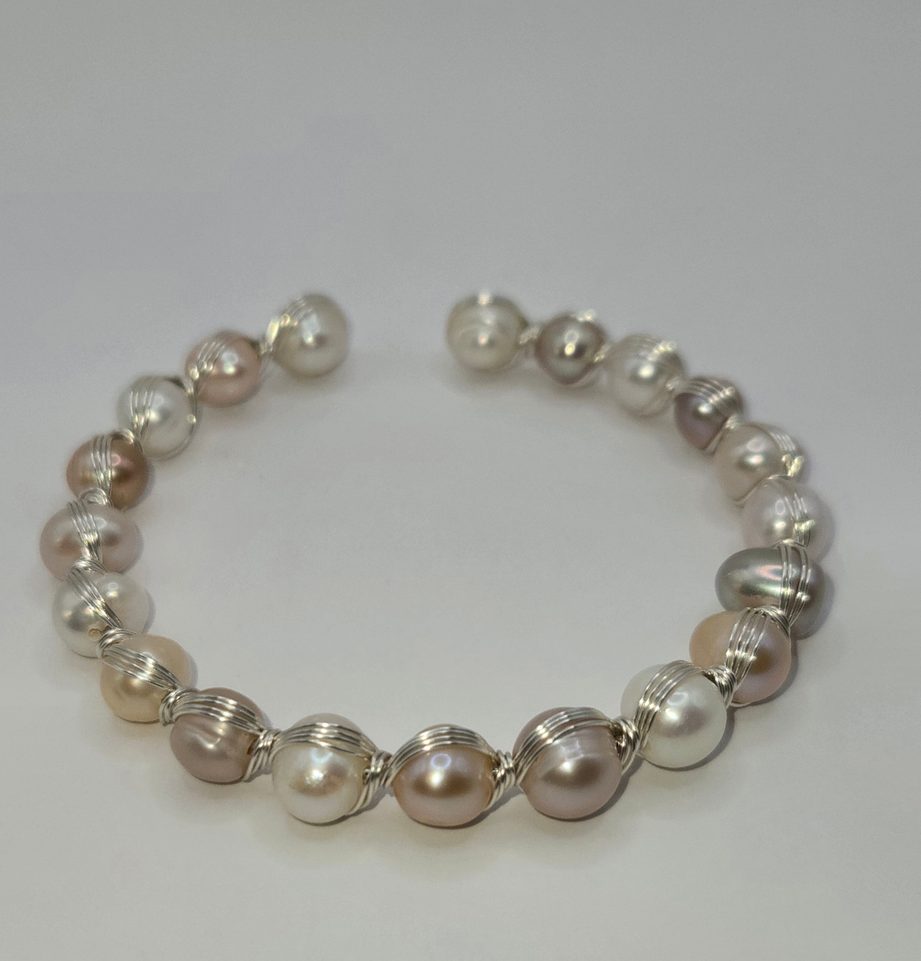 Silver Wire Wrap Bangle Bracelet-01
