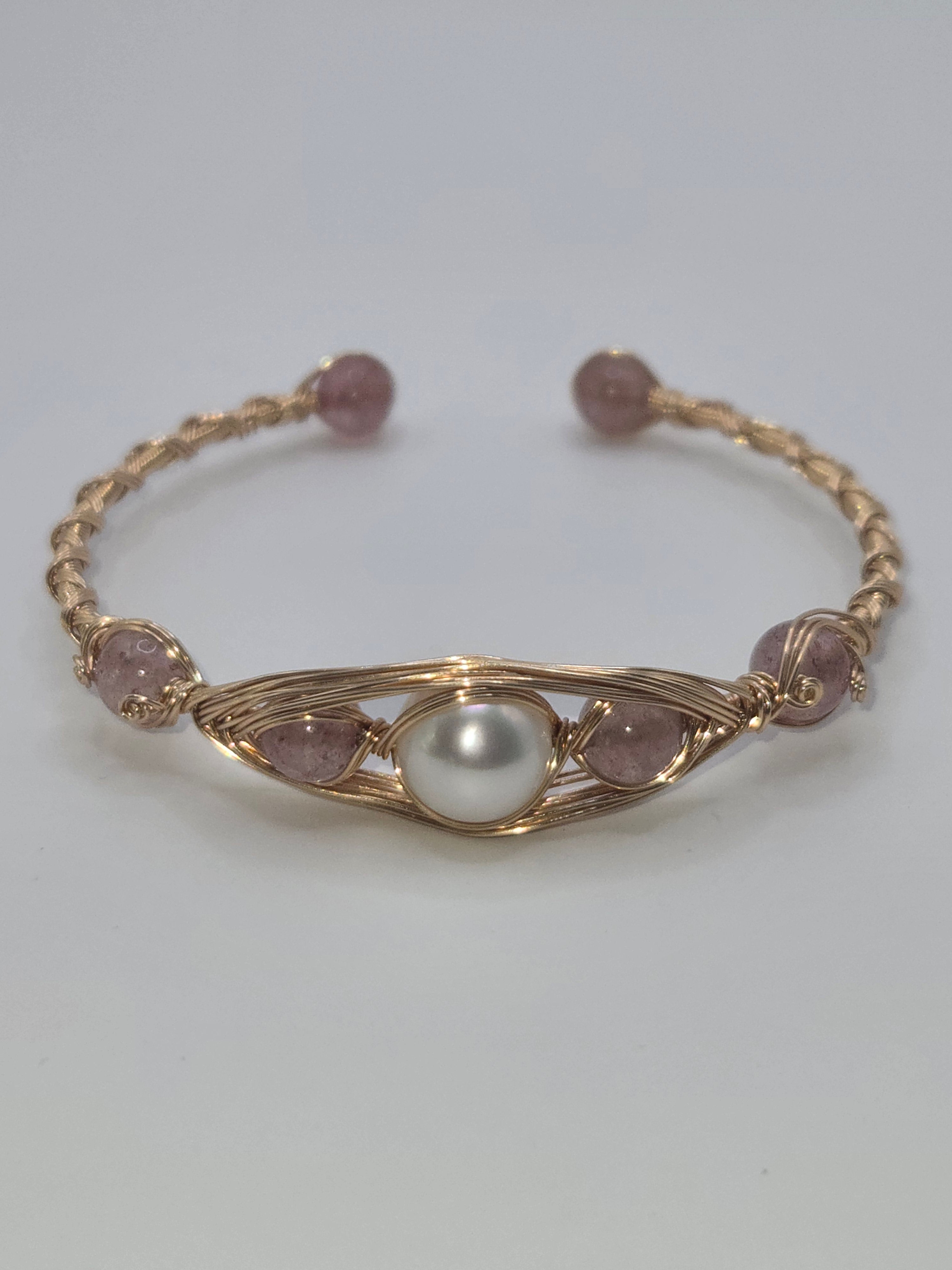 Gold Wire Wrap Bangle Bracelet-05