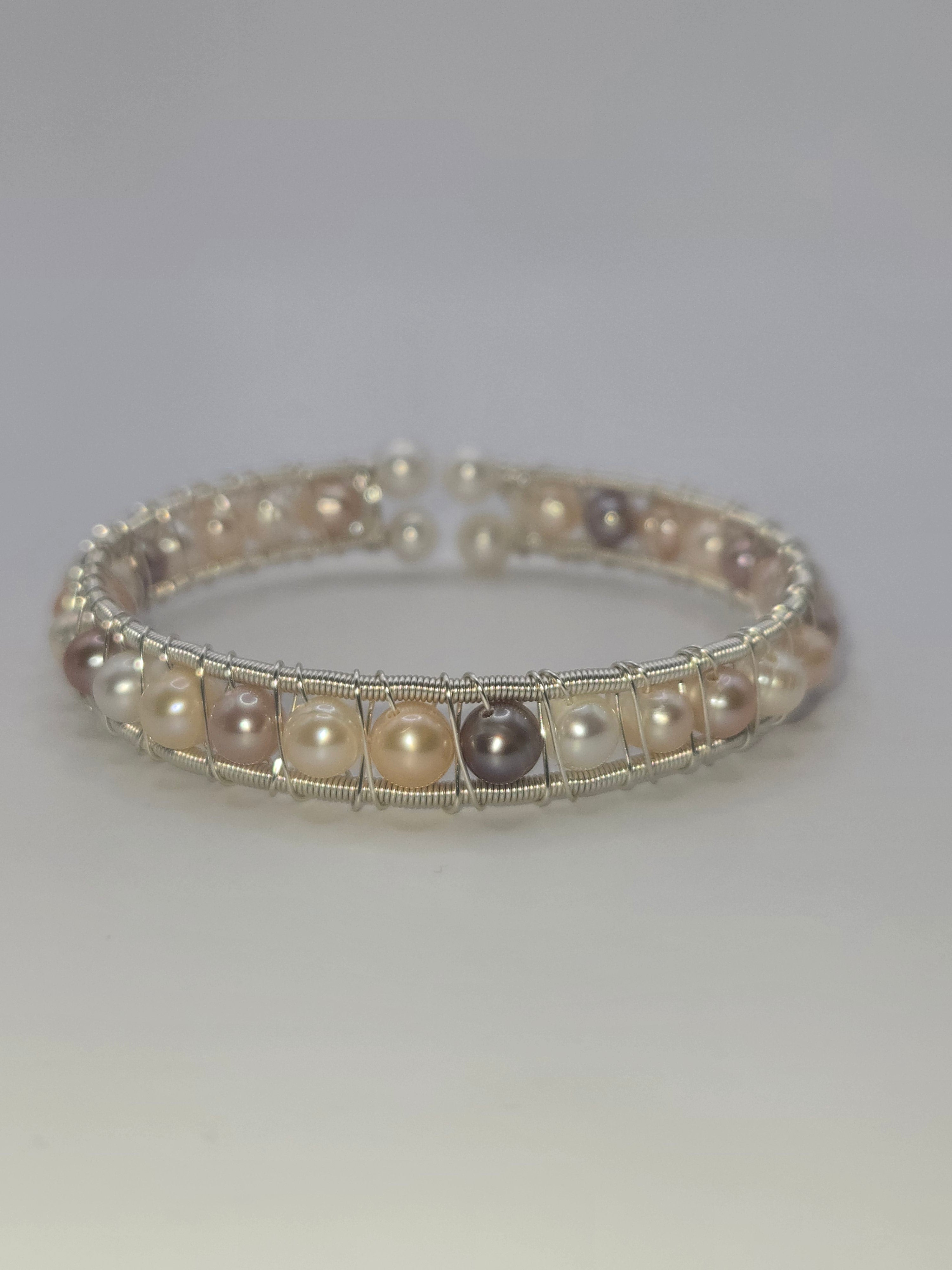 Silver Wire Wrap Bangle Bracelet-16