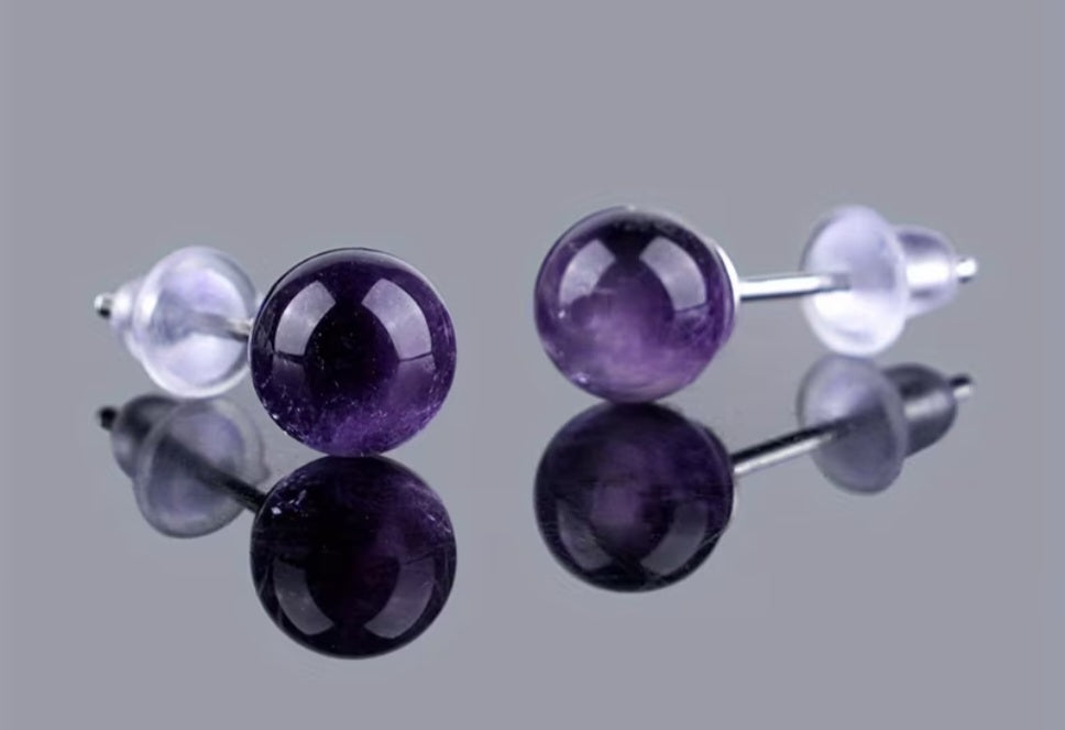 Amethyst Gem Ball Earrings