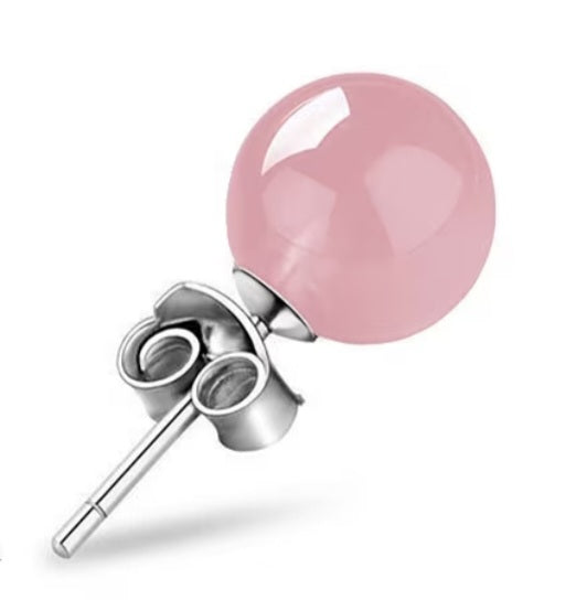 Rose Quartz Gem Ball Earrings