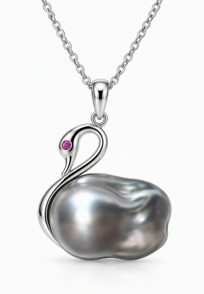 Silver/Gray Swan Baroque Necklace